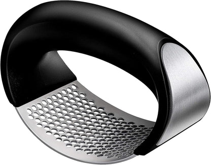 Garlic Press Rocker - Stainless Steel Garlic Crusher, Mincer and Chopper with Peeler & Scraper, Easy Kitchen Gadget for Effortless Smashing garlic crusher stainless steel