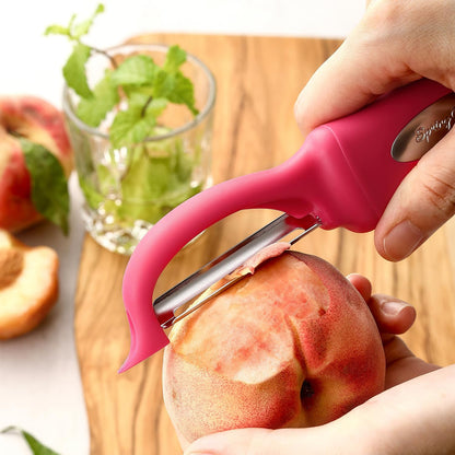Spring Chef Premium Swivel Vegetable Peeler, Soft Grip Handle and Ultra Sharp Stainless Steel Blades - Perfect Kitchen Peeler For Veggie, Fruit, Potato, Carrot, Apple - Pink Lemonade