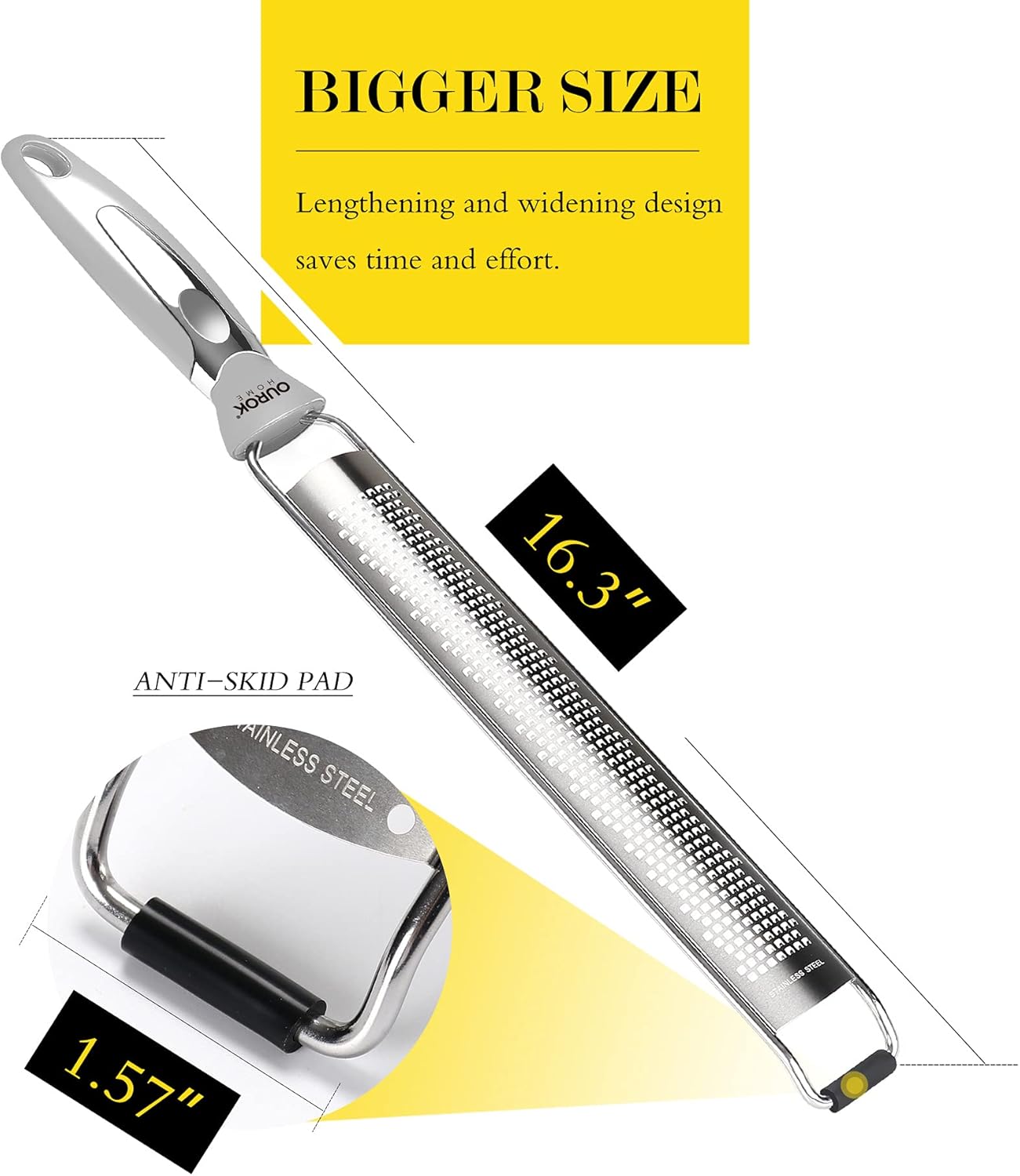 Ourokhome Kitchen Lemon Zester, Stainless Steel Hand Held Parmesan Cheese Grater for Ginger, Chocolate, Coconut, Lime, Nutmeg, Citrus, Fruit, Vegetable with Cleaning Brush, Dishwasher safe, Blue