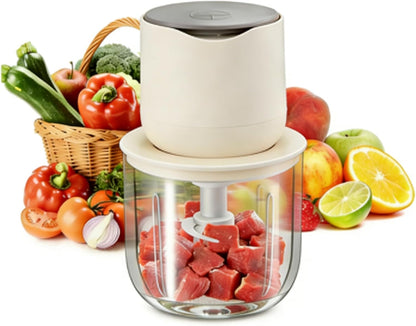 Electric Garlic Chopper, Mini Portable Veggie Chopper, 250ML Garlic Grinder Masher Onion Grinder, Blender to Vegetable, Wireless Food Processor for Ginger, Chili, Fruit, Meat, etc
