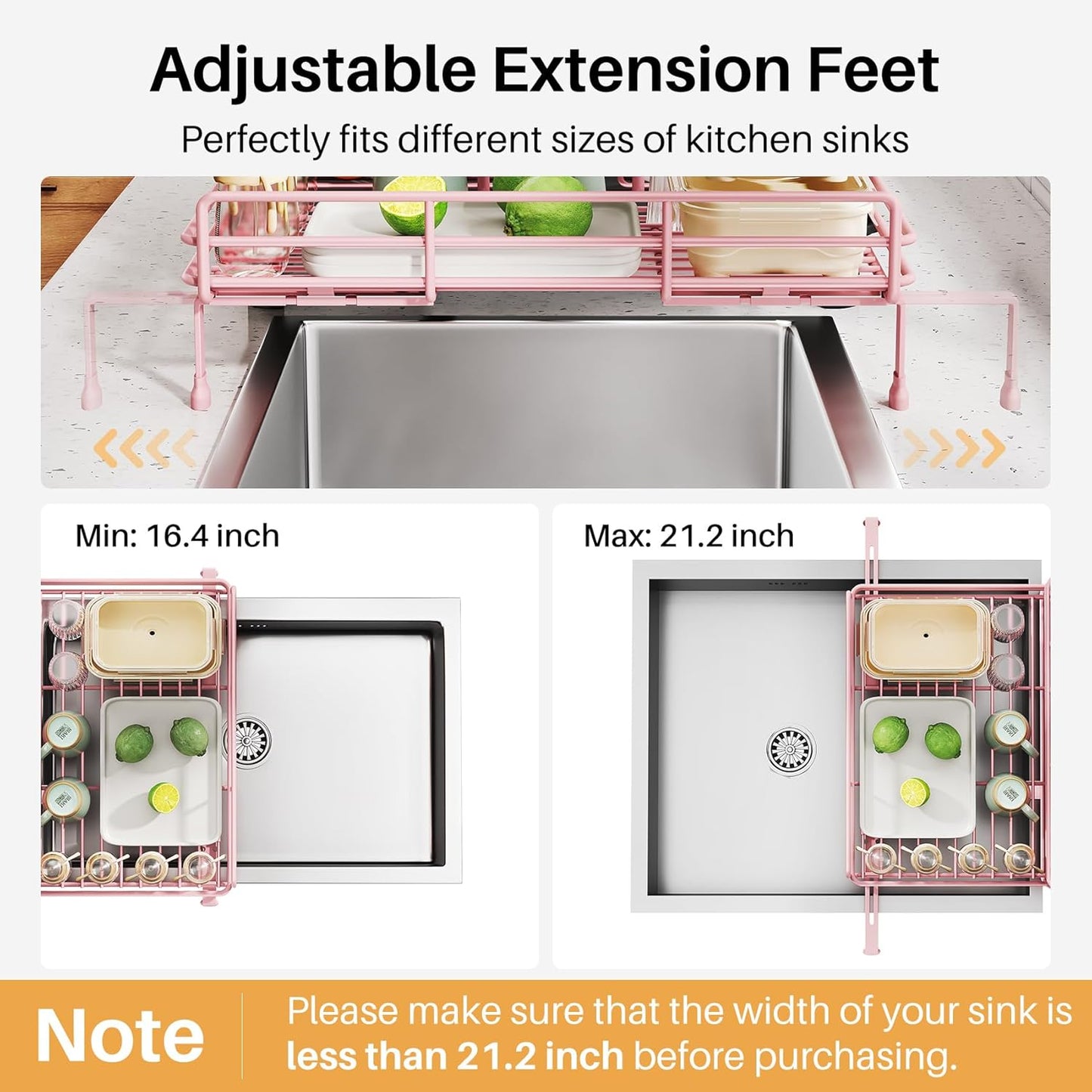 SNTD Dish Drying Rack - Extendable Dish Rack, Large Sink Drying Dish Drainer for Kitchen Counter, Stainless Steel Dish Strainer with Utensil Holder (Black)