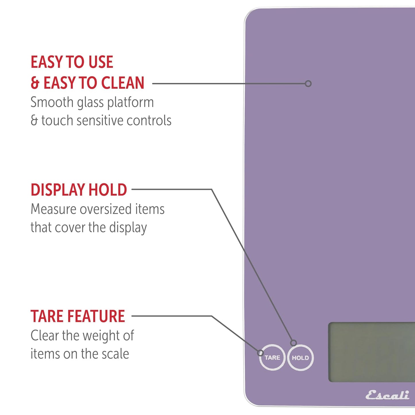 Escali Arti Glass Food Scale Digital Countertop Kitchen, Baking and Cooking Scale with Nutrition and Calorie Counter, 15-Pound Capacity, 9" x 6.5" x .75", Gray Storm