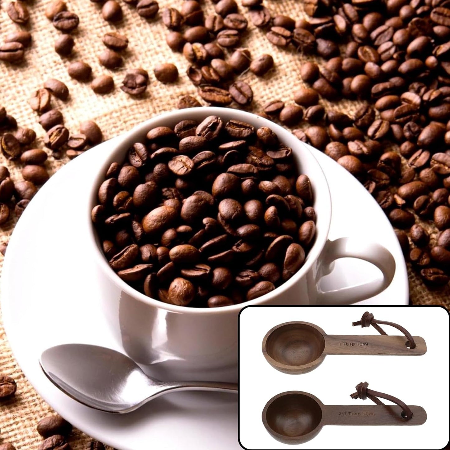 30ml Wood Measuring Spoon and Scoop Wooden Tablespoon 30ml Measuring Scoop 2 TBSP Retro Coffee Spoons for Dry Ingredients Ground Tea Spice (Wood Color, 2TBSP)