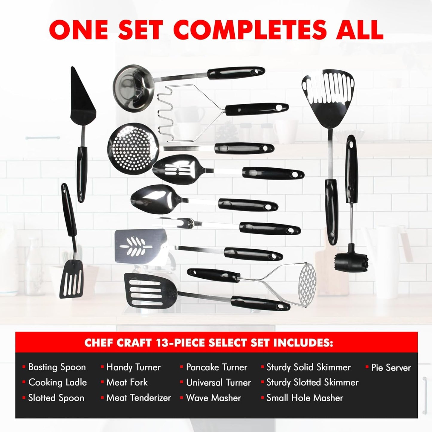 Chef Craft Select Slotted Sturdy Skimmer, 13 inch, Stainless Steel