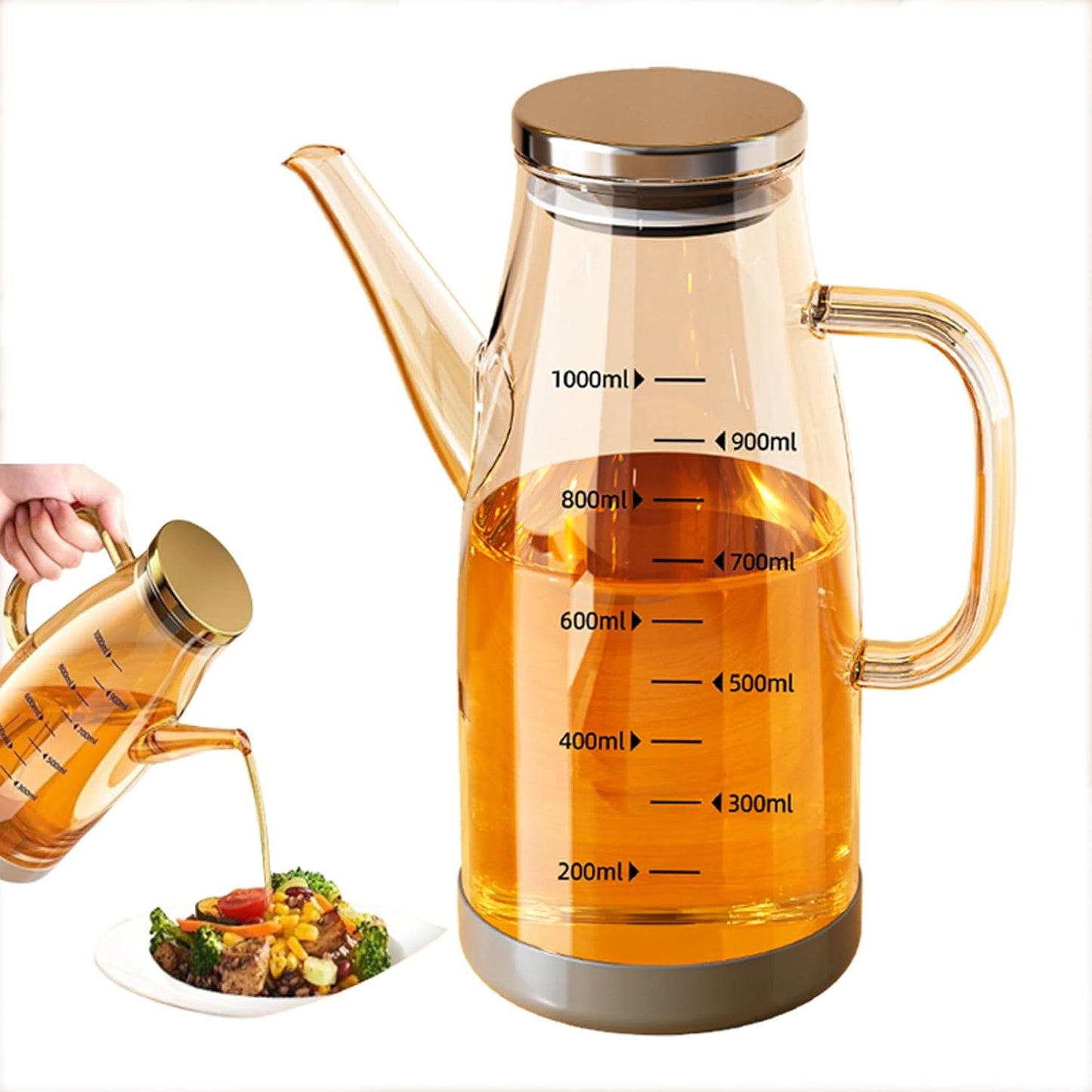 2025 Oil Dispenser Bottle with Drip Free Spout Food Grade Oil Vinegar Cooking Sprayer Kitchen Glass Container Bottles (600 ML)