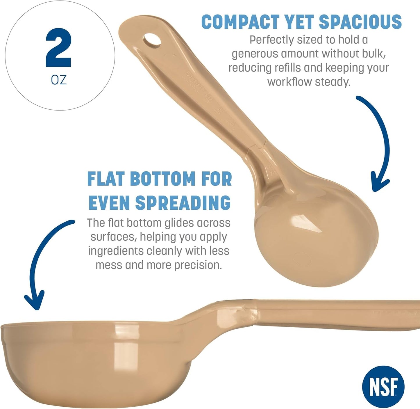 Carlisle FoodService Products 492104 Measure Miser Solid Measuring Spoon with Short Handle, 1 Ounce, Yellow