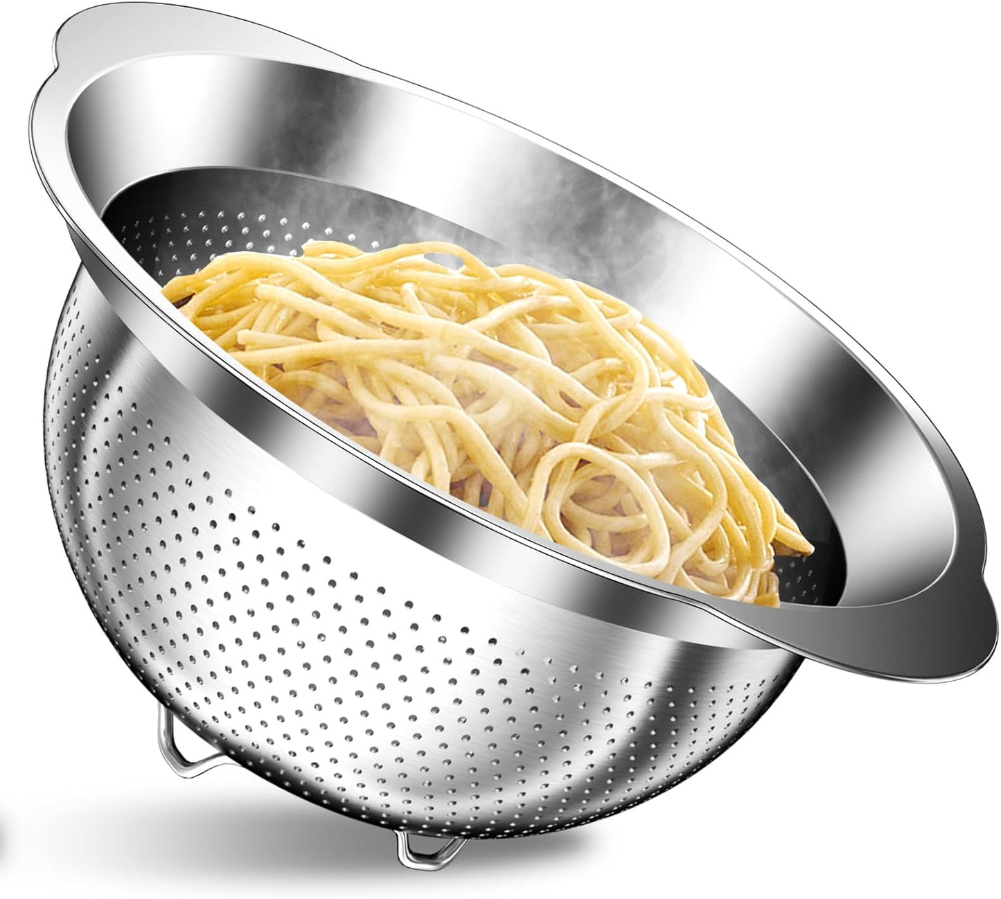 4-1 Colander with Bowl Set - Pasta Strainer - Colander for Kitchen - Strainers and Colanders Rice Strainer Fruit Cleaner Veggie Wash Sink Strainer Kitchen Essentials - Black