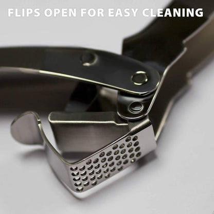 MANNKITCHEN Stainless Steel Garlic Press, Heavy Duty Professional Grade Double Lever-Assisted Garlic Mincer with High Capacity Reservoir - Easy to Clean and Rust Free Garlic Crusher