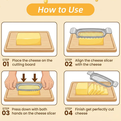 Butter Slicer Cheese Cutter Stainless Steel Multipurpose Kitchen Tool for Even Slicing of Block Butter Cheese Eggs Soft Fruits