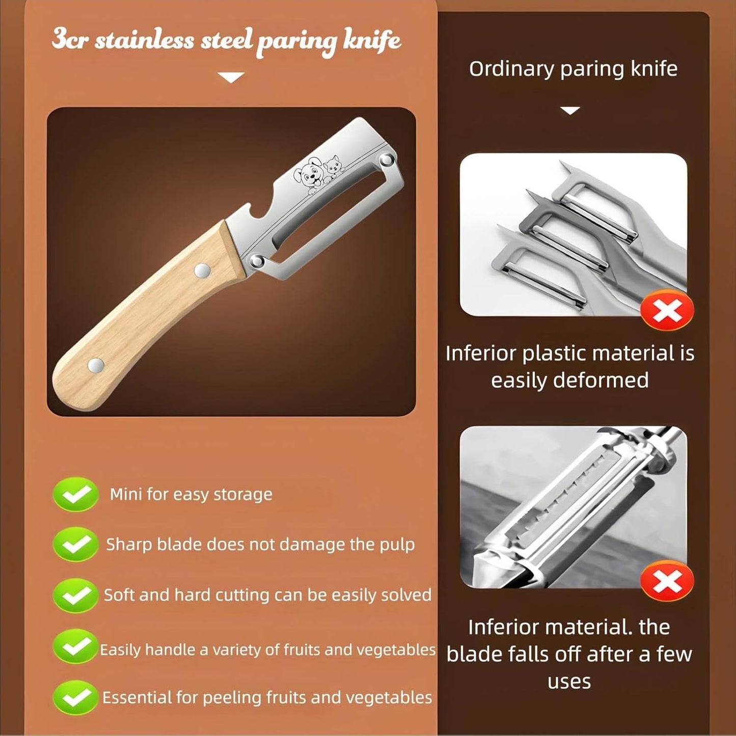 Vegetable Peeler Sharp Stainless Steel Blades for Veggie Potato Sugarcane Pumpkin Papaya Peeling Tool
