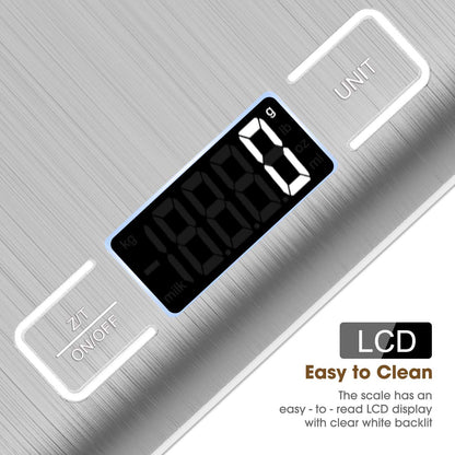 Mik-Nana Food Scale Pink, 10kg/22lb Digital Kitchen Scale Weight Grams and Oz for Baking and Cooking, 1g/0.1oz Precise Graduation, Easy Clean Stainless Steel