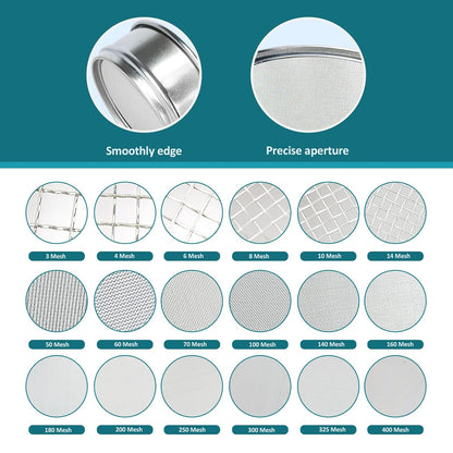 304 Stainless Steel Mesh Lab Sieve, 80 Mesh (0.2mm) Aperture Test Sieve, 4inch(10cm) Diameter Economy Standard Analysis Sample Test Sieves for Industrial Laboratory Homes - Colors B