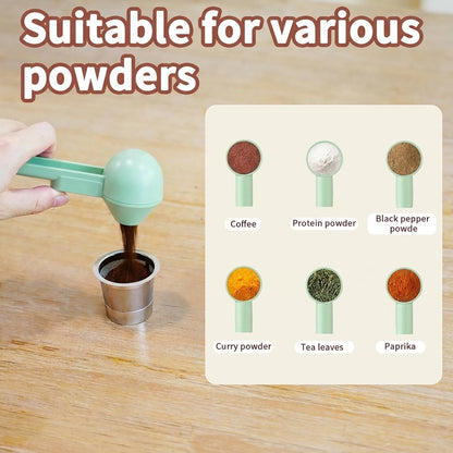 Coffee Scoop with Funnel for Ground Coffee, Protein Powder & Tea, for Reusable K Cup Refiller, 2TBSP Mess-Free, Funnel Design Prevents Spills (Black, 2-Pack)