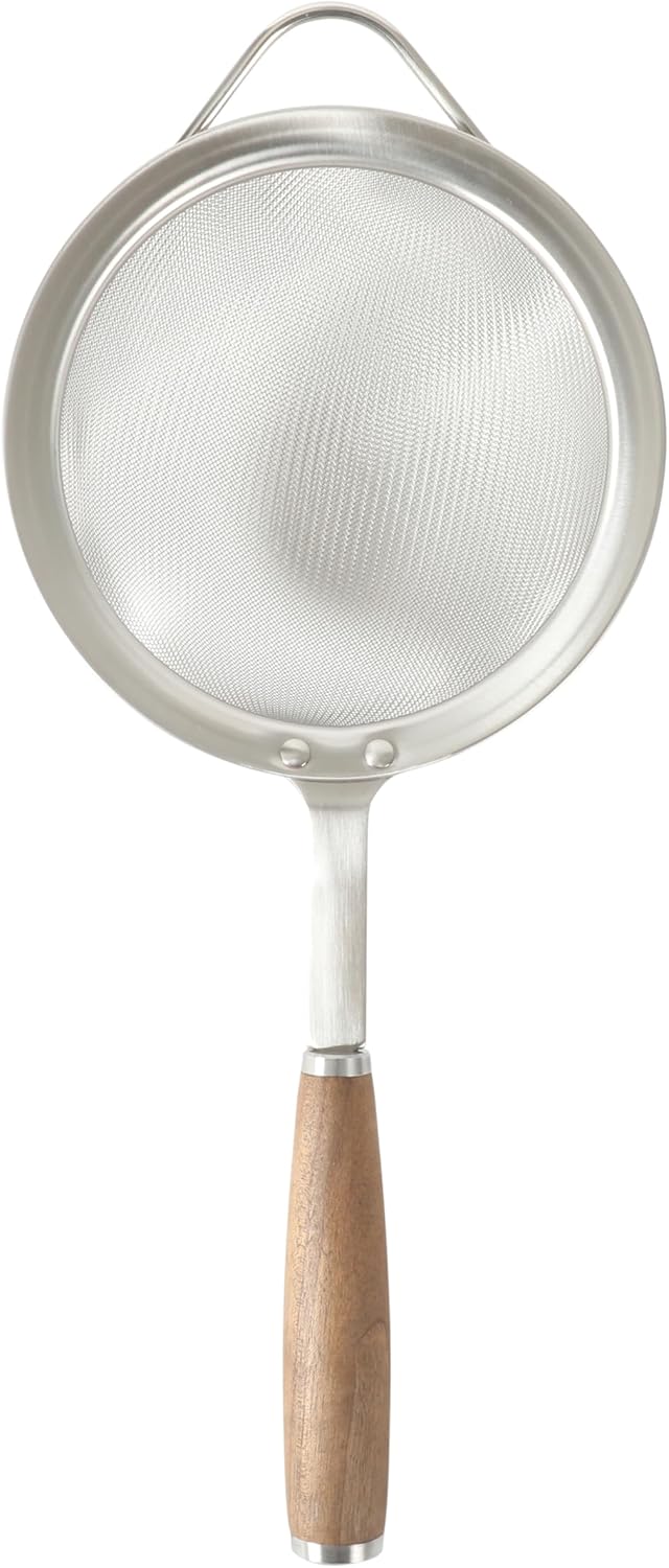 Sur La Table Kitchen Essential Stainless Steel W/Walnut Handle 5.5 Inch Mesh Strainer and Sifter