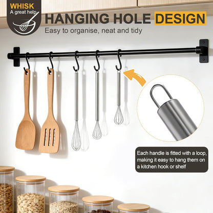 Stainless Steel Whisk Set, 3 Pack Balloon Wire Whisks for Cooking, 7" 9" 11" Kitchen Whisks for Eggs, Sauces, Batter, Mixing and Baking