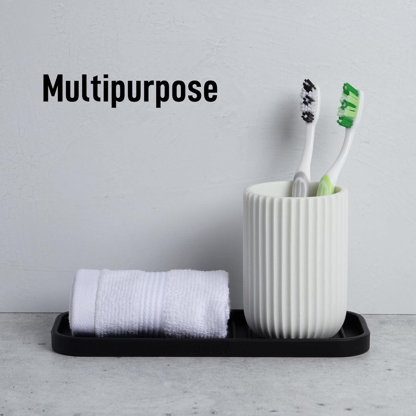 Zulay Kitchen (9x3.5in Sponge Holder for Kitchen Sink - Flexible Heavy-duty Multipurpose Sink Caddy - Counter Organizer for Kitchen, Bathroom, Makeup, Trinkets & More! (Grey)