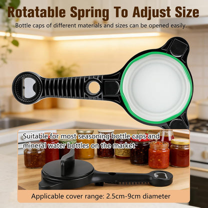 4 in 1 Multi-Purpose Jar Opener,Adjustable Stainless Steel Jar Opener,Multi-Functional Retractable Jar & Bottle Openers,Multi Size Lid Tool for Jars Cans Wine Bottles,Home Kitchen Helper (Beige)