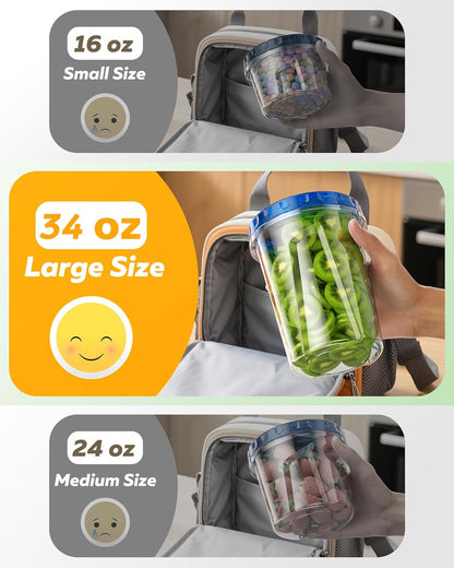 BiuLeon 6 Pack-24 oz Freezer Storage Containers, Plastic Food Storage Containers with Twist Top Lids, BPA Free and Reusable Soup Containers with Lids, Leakproof/Microwave/Dishwasher Safe