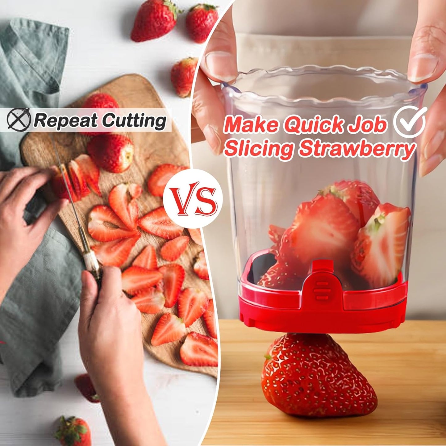 Creative Strawberry & Fruit Slicer - Detachable Cutter with Push Plate (Black)