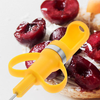 Luxshiny Handheld Fruit Core Remover Tool for Cherries and Red Dates, Portable Yellow Cherry Pitter with Design, Kitchen Seed Removing Gadget for Cooking and Baking