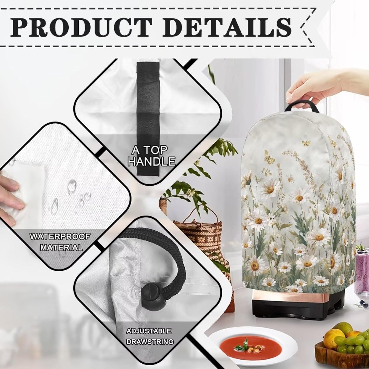 Coffee Pastry Blender Dust Cover with Drawstring Field Stand Mixer or Coffee Maker Cover Anti Fingerprint Polyester Appliance for Home Kitchen Decor
