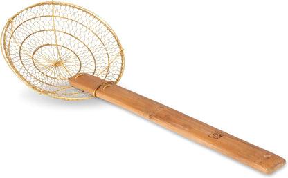 Craft Wok Small 6-Inch Brass Mesh Strainer/Spider Skimmer Zhao Li, Robust & Elegant Kitchen Tool for Frying & Straining, Authentic Oriental Cookware - / 732W7