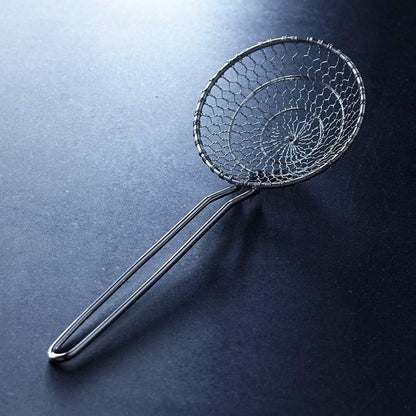 Hicook Stainless Steel Kitchen Spider Strainer Skimmer Ladle Food Dumpling Noodle Strainer for Pasta Spaghetti Noodles and Frying, 7 inches