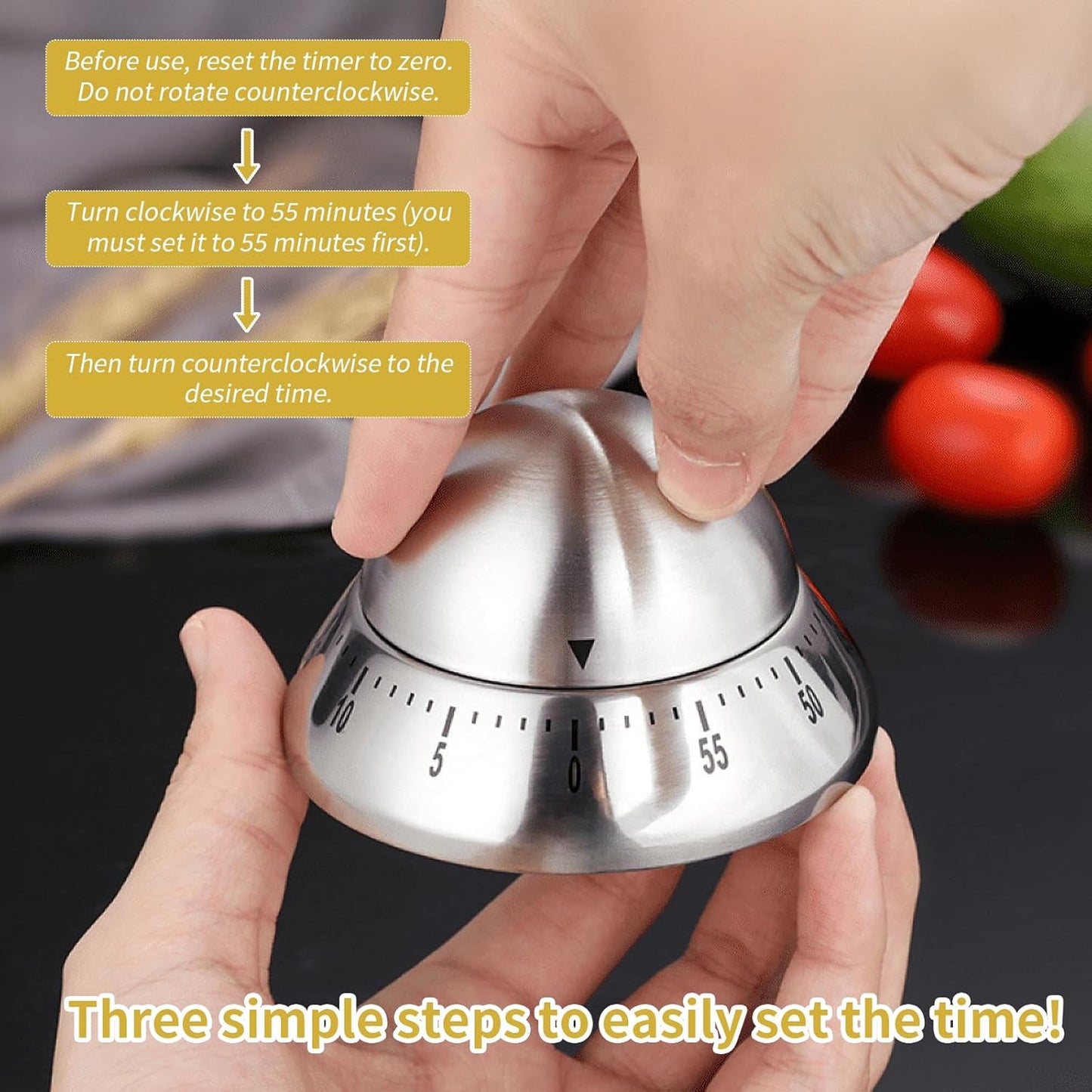 Quirky Creature Mechanical Kitchen Timer, Cute 60-Minute Manual Wind Up Countdown Clock, Unique Matte Blue Visual Timer for Kids, Creative Study Tool & Office Desk Gift (Blue)