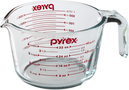 Pyrex Prepware 4-cup Measuring Cup, Red Graphics, Clear