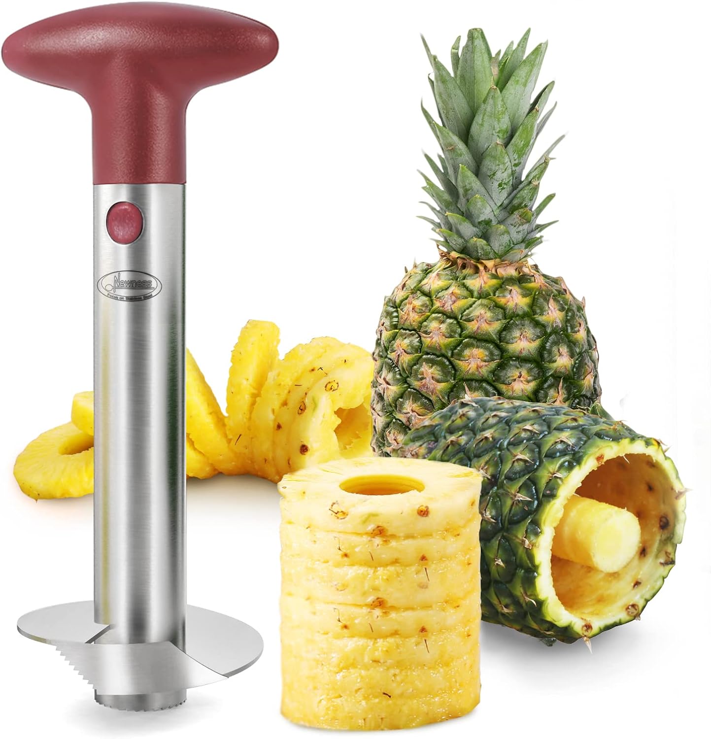 Pineapple Corer, [Upgraded, Reinforced, Thicker Blade] Newness Premium Pineapple Corer Remover, Stainless Steel Pineapple Core Tool for Home & Kitchen with Sharp Blade for Diced Fruit Ring (Blue)