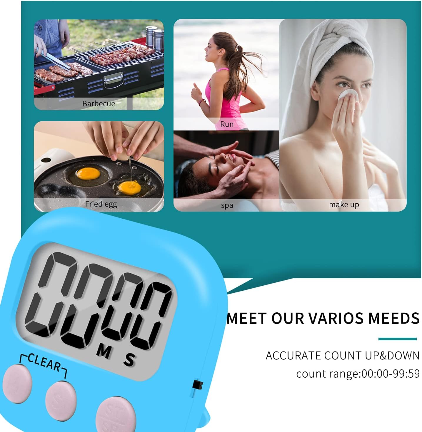 6 Pack Small Digital Kitchen Timer Magnetic Back and ON/Off Switch,Minute Second Count Up Countdown (Red)