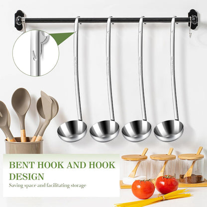 8pcs Stainless Steel Ladle 2 Oz Soup Ladle 10" long Spoon Heavy-Duty Metal Spoon Sets big spoons for cooking Serving Soups, Gravy, Portioning, Stirring