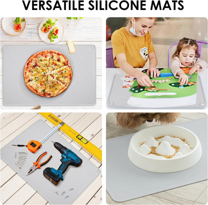 Standard Silicone Mat,Black Baking Mat-Food Grade Kids Dinner Table Placemat Non Slip Counter Mat with Raised Edges Heat Resistant Mat for Air Fryer Nonstick Pastry Dough Mat(1 Pack 23.6'' x 15.7'')