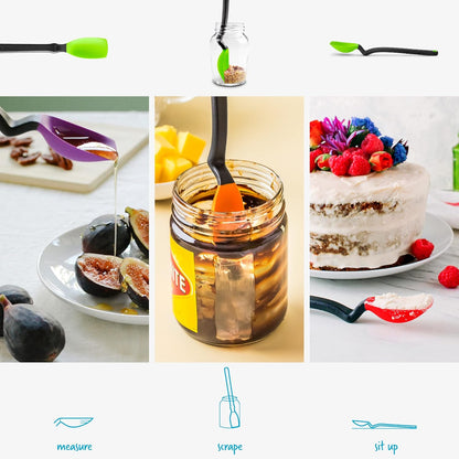 Dreamfarm Mini Supoon Non-Stick Sit-Up Silicone Scraping Cooking Spoon, Jar Scraper Measures 5ml Tsp - 8" Yellow