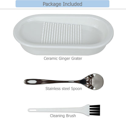 EIKS Ceramics Grater Plate for Ginger Garlic Wasabi Daikon Fruits Root Vegetable Cooking Preparation (Spade-shaped)