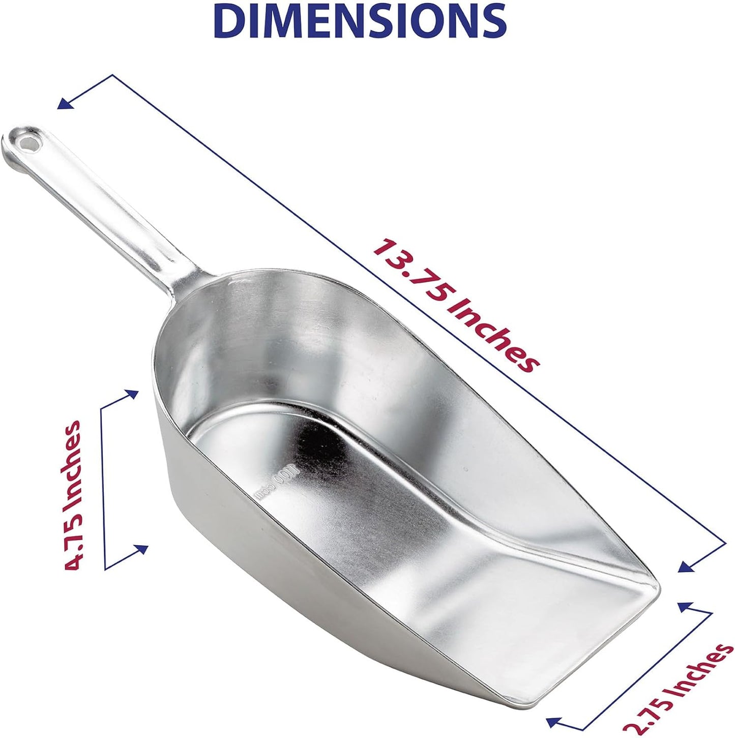 HIC Kitchen Flat Bottom Food Utility Scoop, 7.5-Inch, 185-Millimeter, Set of 2, Commercial-Grade Anodized Cast Aluminum