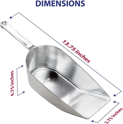 HIC Kitchen Flat Bottom Food Utility Scoop, 7.5-Inch, 185-Millimeter, Set of 2, Commercial-Grade Anodized Cast Aluminum