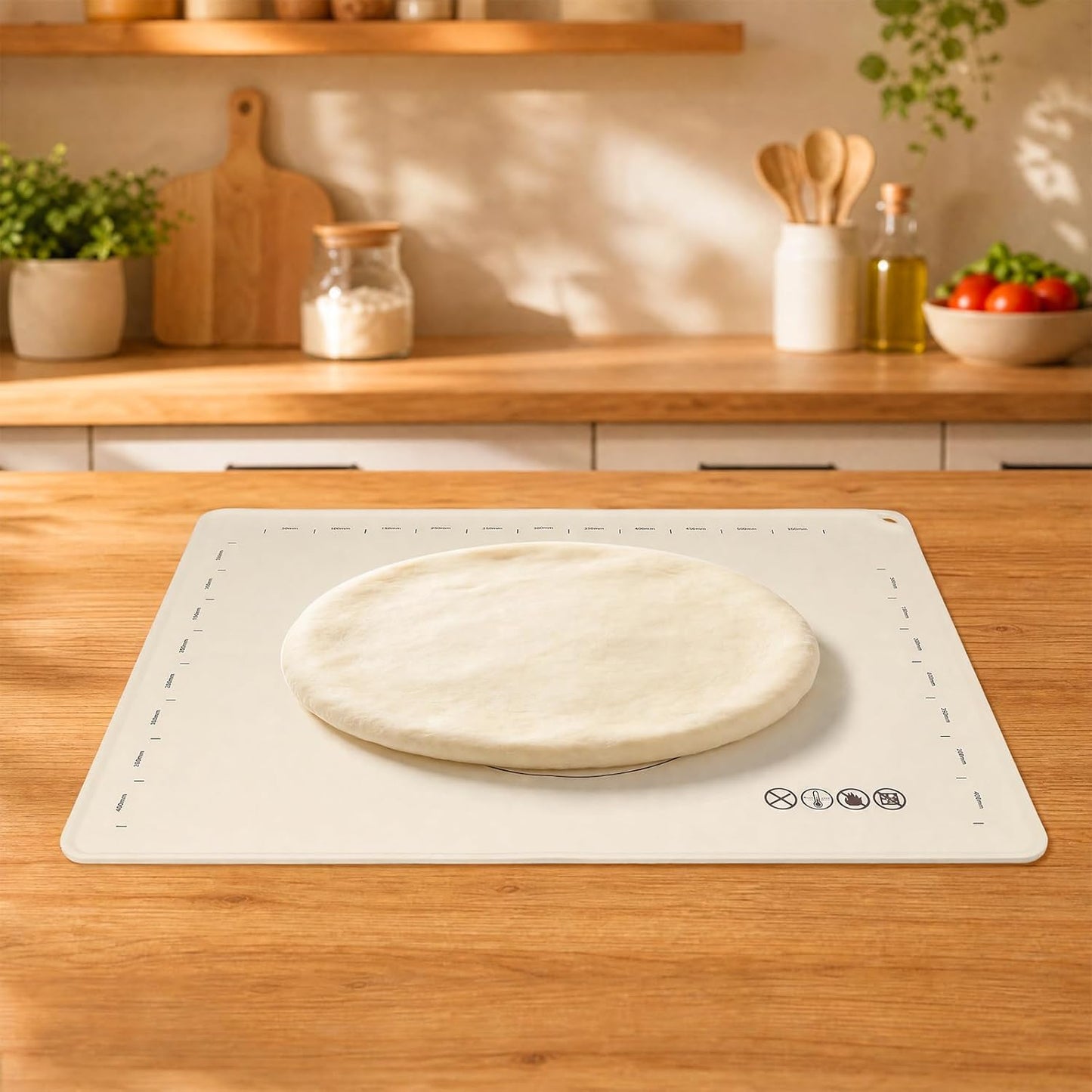 Silicone Baking Mat and Rolling Pin Set - Large Non-Slip Pastry Mat & Non Stick Dough Roller for Pizza, Pie, Pasta, Dough Cookies Baking Supplies Kitchen Accessories, 27.5x19.6inch