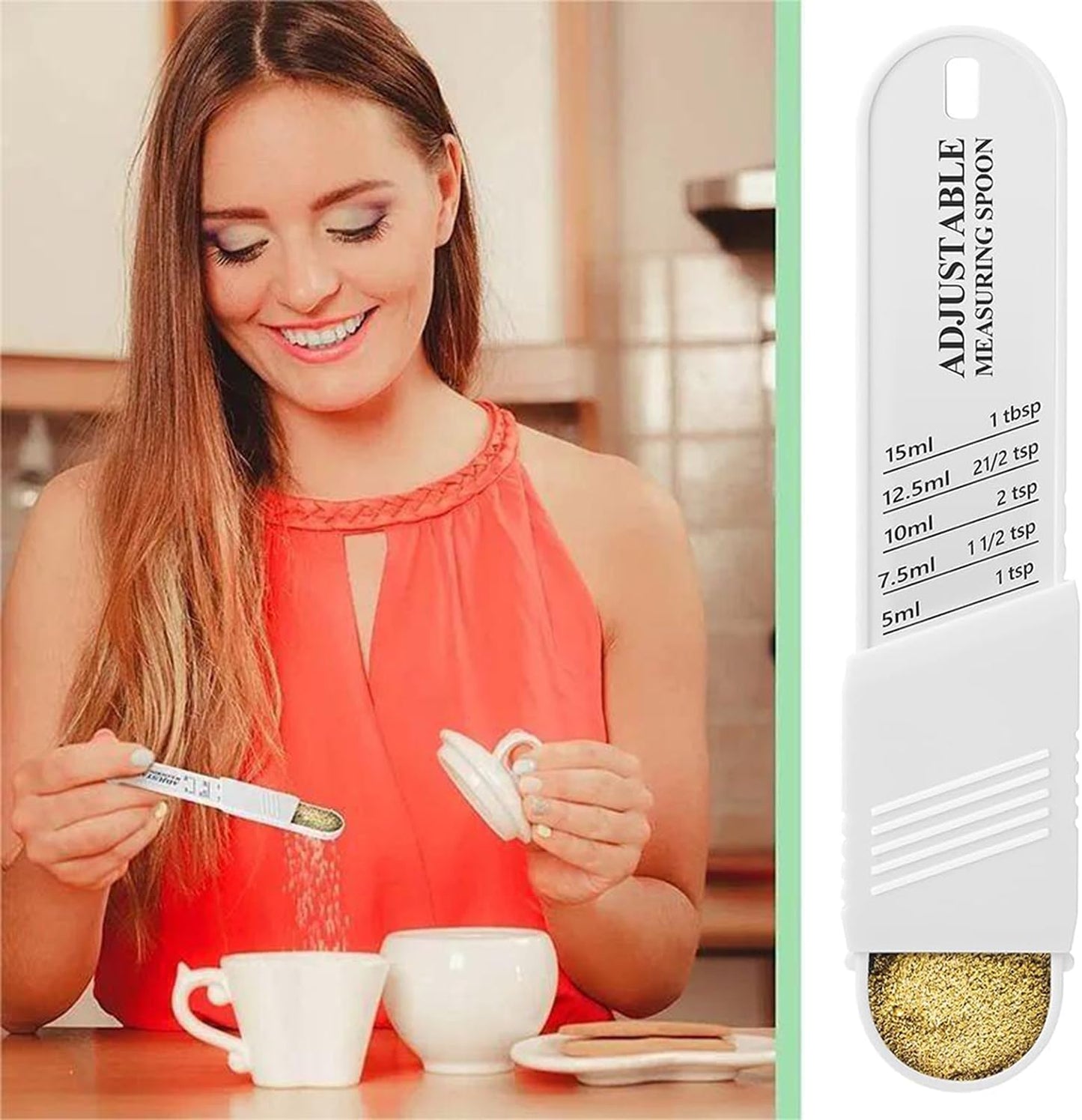 Adjustable Measuring Spoon for Baking,Cooking（White）