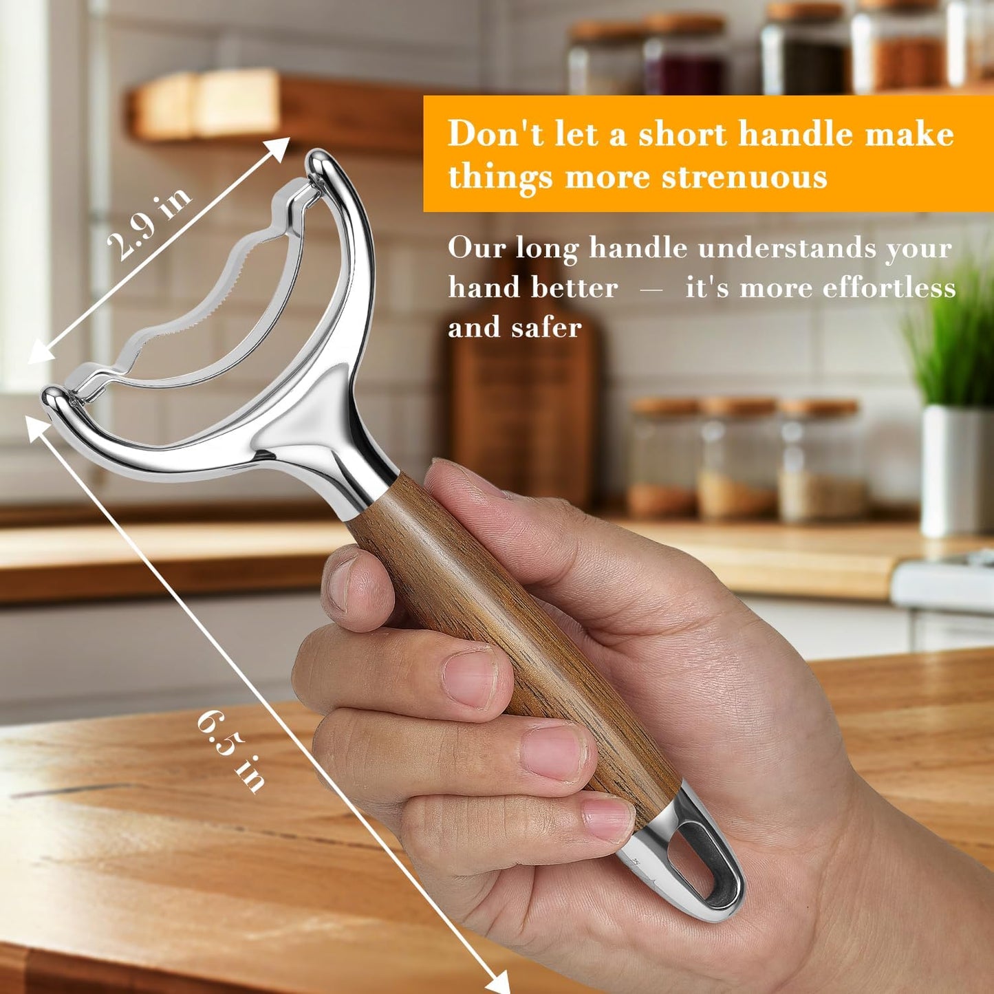 KULUNER Durable Stainless Steel Corn Peeler with Polished Wood Handle Corn on the Cob Stripper Kernel Remover Easy Use Corn Kernel Cutter Kitchen Gadget（Rosewood）