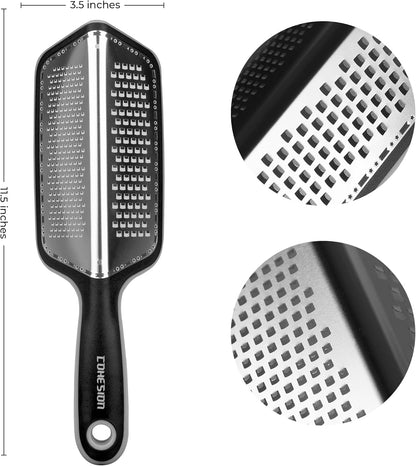 Cohesion Zester Grater Double-sided Graters for Kitchen - Kitchen Lemon Zester Tool for Cheese, Citrus, Garlic, Ginger, Nutmeg, Chocolate, Fruits, Vegetables with Sharp Premium Stainless Steel - Blue