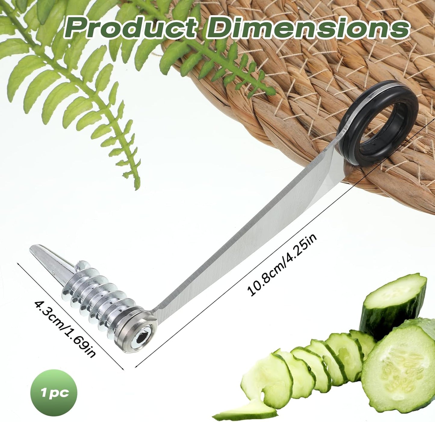 2 Pcs Spiral Potato Cutter, Piranha Spiral Knife Kitchen Accessories Tool, Stainless Steel Curly Fry Cutter, Spirals Slicer for Vegetables, Cucumbers and Carrots