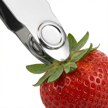 6 PCS Stainless Steel Strawberry Huller Stem Remover Strawberry Corer tool Tool Remover Picker Leaf Peeler Tweezers for Cherry Tomato, Silver, Efficient Fruit Corer Kitchen Gadgets