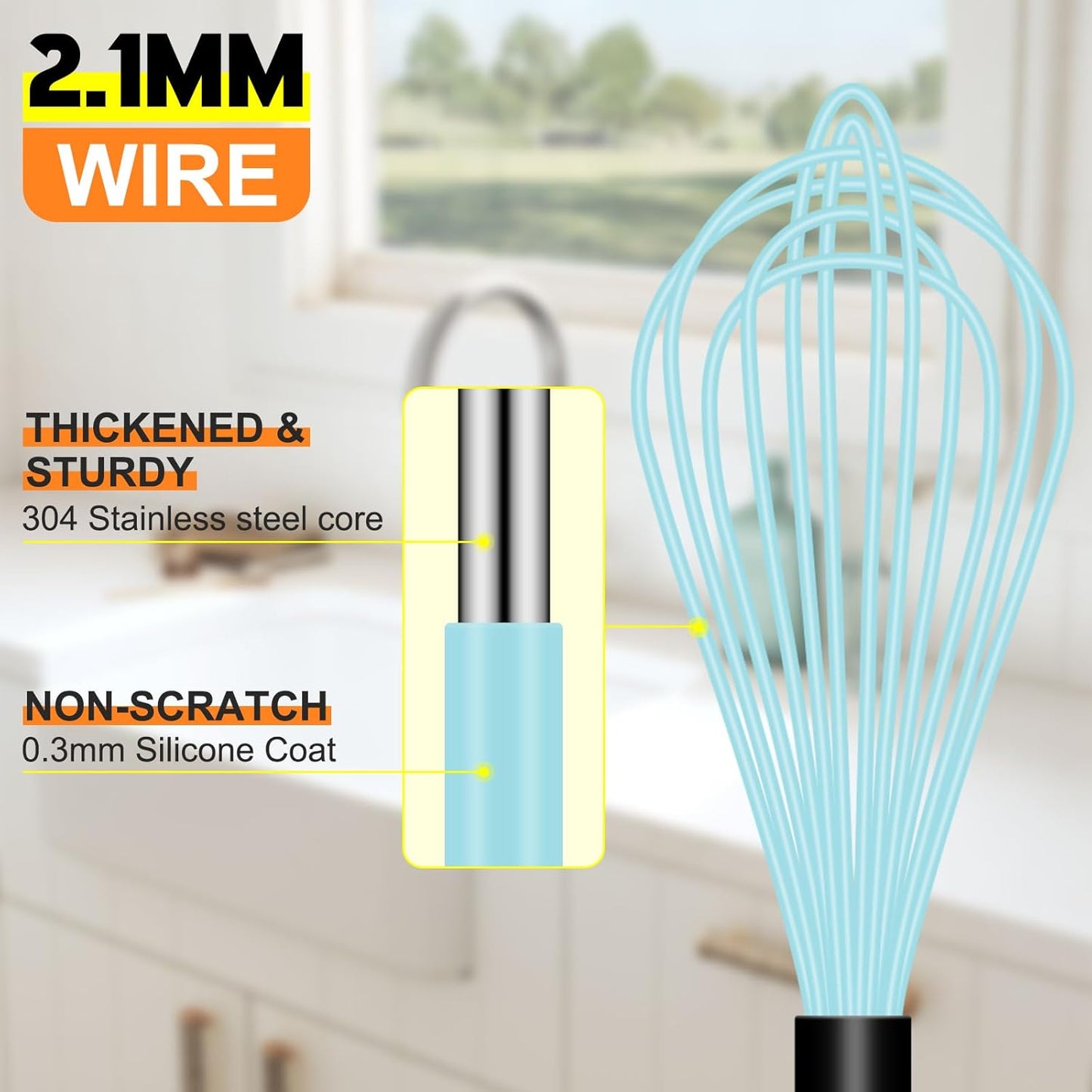 HOTEC 4 Pieces Silicone Whisks Set, Wire Balloon Whisks for cooking Egg Beater, Non-slip Handle Whisk for Non-stick Cookware Perfect for Cooking, Stirring, Beating and Blending (Multicolor)