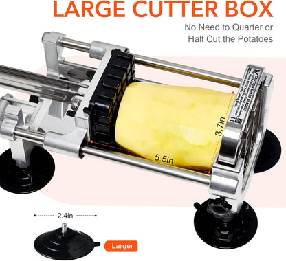French Fry Cutter, Stainless Steel Potato Cutter with 1/2 Inch, 3/8 Inch and 1/4 Inch Blades (Manual Cutter, 1/2 '' & 3/8 '' & 1/4 '' Blade)