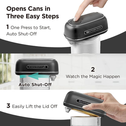 Kitchen Mama Orbit One Rechargeable Electric Can Opener: Hands-free, USB-C Charging, Automatic Stop, Smooth Edge, Safety, Blade for Large Cans, Heavy Duty, Soda and Pop Can, with Storage Box (White)