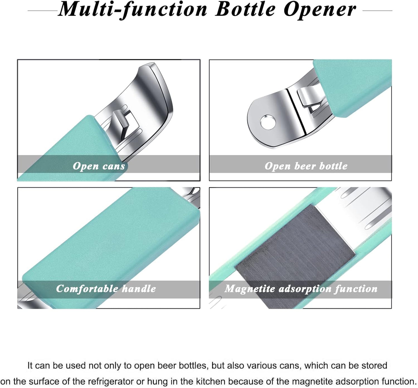 3 Pieces Magnetic Bottle Openers Can Opener Classic Beer Opener Stainless Steel Small Bottle Opener Can Tapper with Magnet for Camping and Traveling HANCELANT (Black Blue Fuchsia)