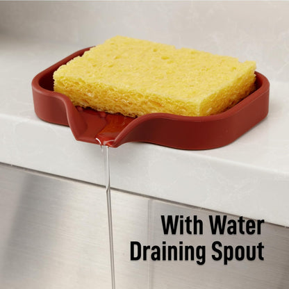 Zulay Kitchen (9x3.5in Sponge Holder for Kitchen Sink - Flexible Heavy-duty Multipurpose Sink Caddy - Counter Organizer for Kitchen, Bathroom, Makeup, Trinkets & More! (Grey)