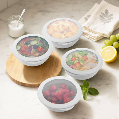 Wheat Straw Bowls Set with Lids, Unbreakable 40 OZ Cereal Bowls Set of 4, Salad Container for Lunch, Microwave & Dishwasher Safe Bowl Set for Kitchen, Picnic, RV, Camping, Multi