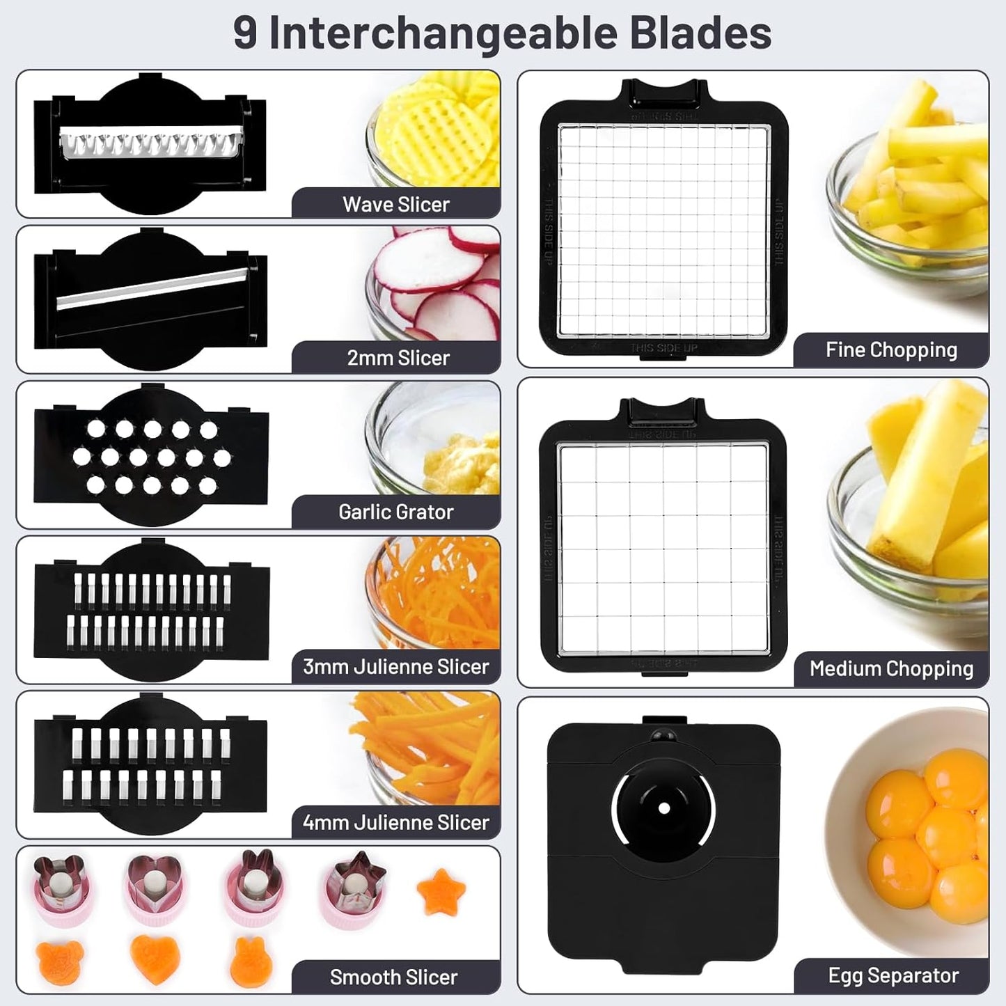 2-in-1 Vegetable Dicer, Onion Chopper with 6.7mm and 13.5mm Dicing Blades, 1.5L Food Prep Container for Salad, Potato, Tomato, Home Kitchen Meal Prep (White & Black)
